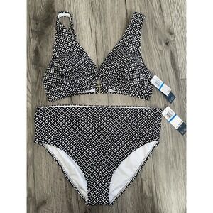 Aqua Couture Womens Bikini Top & Bottom Abstract Design Size XLarge Swimwear NWT